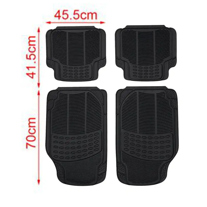 Juego Alfombrillas de Goma Universales para Coche Negro - Antideslizante - Lavables - Resistente - Material Flexible - a Medida - Pack de 4 - Color Negro - 1