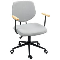 HOMCOM Silla de Oficina Silla de Escritorio con Reposabrazos de Madera y Altura Ajustable Silla Giratoria para Estudio Dormitorio Carga 120 kg Gris - details 0