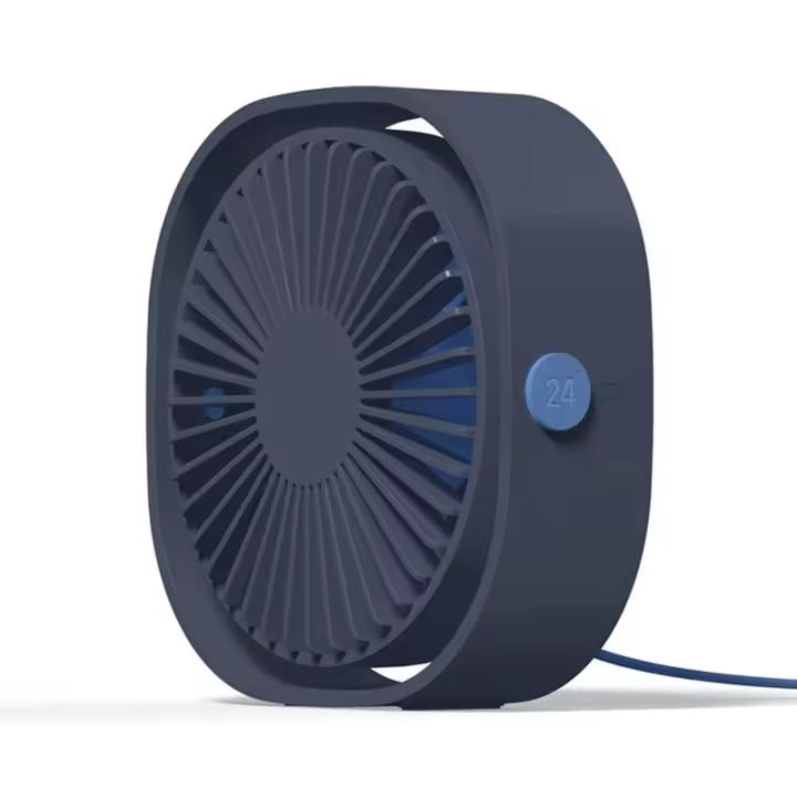 Mini ventilador de escritorio USB, Silencioso, portátil, solo por USB Alimentación (sin catería), 3 velocidades, lap ajustable de 360 ° para el hogar y Viajes. Azul. - 1