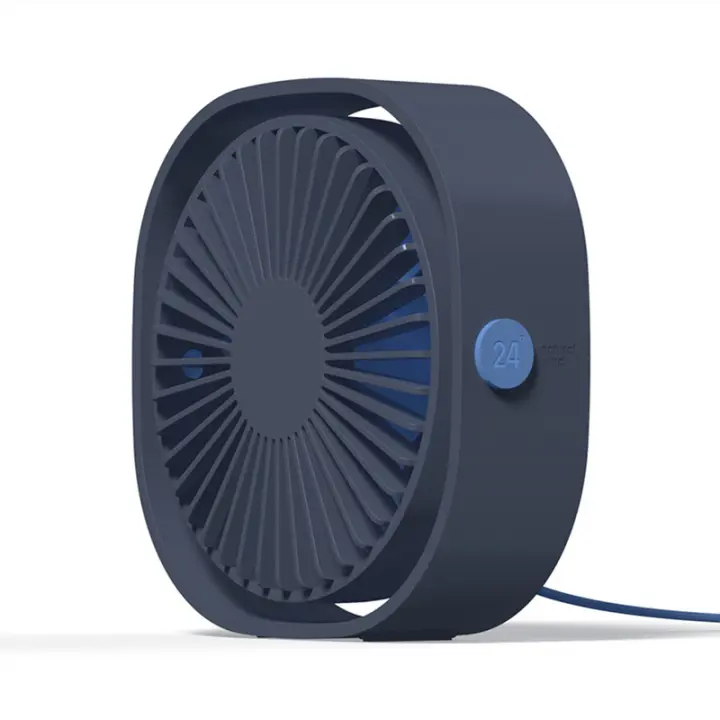 Mini ventilador de escritorio USB, Silencioso, portátil, solo por USB Alimentación (sin catería), 3 velocidades, lap ajustable de 360 ° para el hogar y Viajes. Azul. - 1