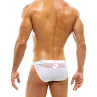Bragas De Natación Para Hombre En Blanco Briefs Triangulares Sexys Ropa Deportiva De Playa Monocromáticas Polyester Spandex - details 3