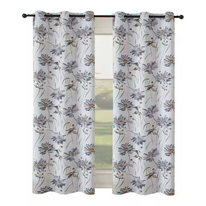 Cortinas De Protección Solar Y Aislamiento Térmico De Hoja Tejida Para Dormitorios Salones Balcones Material Poliéster 100% Estilo Pastoral - 1