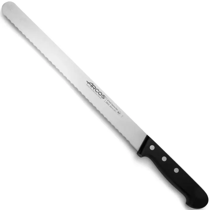 ARCOS Universal - Cuchillo Pastelero Perlado (300 mm) - Hoja de Acero Inoxidable Nitrum® - Mango Negro de Polioximetileno (POM) - 1