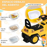 HOMCOM Tractor sin Pedales para Niños de +3 Años Excavadora Correpasillos con Pala Móvil Asiento de Almacenamiento Oculto y Bocina Carga 30 kg 83x27x39 cm Amarillo - details 4