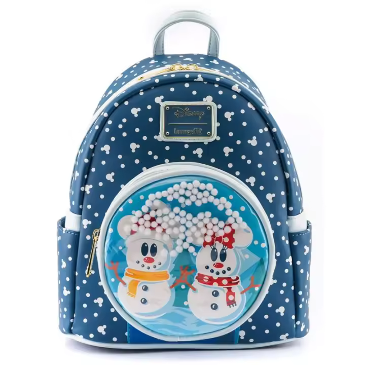Mochila Mickey Minnie Snowman Disney Loungefly 26cm. Mochila ergonómica con amplio espacio. Diseño resistente y versátil para llevar tus pertenencias con estilo. - 1