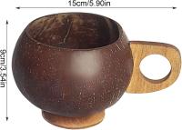 Coco Nut Cups for Drinks - Natural Handmade Multipurpose Cups,Portable Rustic Salad Bowls, Brown Water Cups for Ice Cream, Water - details 3