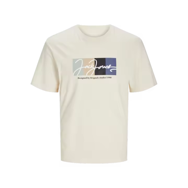 Jack & Jones Portland Block Branding Camiseta Manga Corta Color Crema - Ideal Para Vestir A Diario - 1