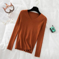 Suéter Zoki Para Mujer De Manga Larga Cuello En V Estilo Básico Casual Otoño Invierno Suave Elástico Solido Ajustado - details 5