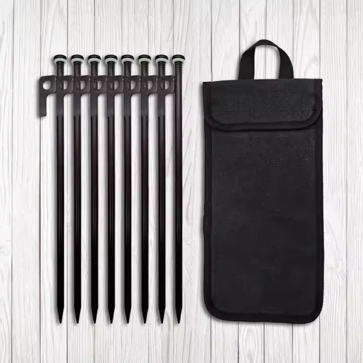 Juego De 4/8 Piezas De Clavos De Luz Nocturna Para Tienda De Campaña Extensos Y Fortalecidos Anti-Viento Para Suelo Fuera De Casa Set De Clavos De Acero Para Fijación De Vela De Canopy - 1