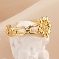Encanto Anillo de lazo para mujer, estilo elegante, chapado en cobre de 14 quilates, con flor. - details 43