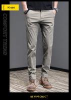 Pantalones Casuales Para Hombre Primavera Verano Algodón 97.8% Elásticos Moda Coreana Ajustados Gris Negro Caqui Pantalones De Cintura Media - details 13