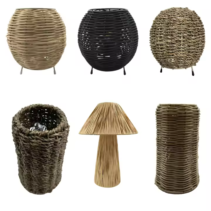 Lámpara de Mesa -Base de Mimbre - Casquillo E27/E14 - 1