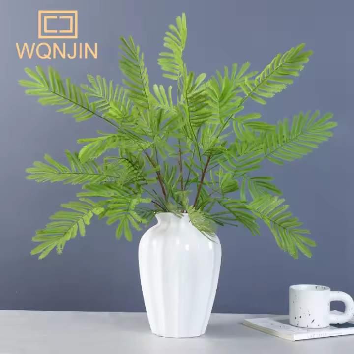 1PC Nandina Hojas De Silicona Para Decoración De Boda Y Hotel Artesanía Floral Artística Plantas Artificiales Para Escritorio Estilo Ramo - 1