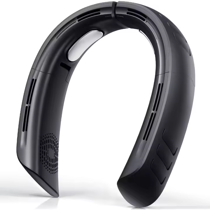 Ventilador de cuello actualizado, 4 piezas Turbo 6000 mAh ventilador de cuello portátil, ventilador de mano ajustable de 360°,ventiladores personales USB sin aspas para viajes al aire-negro - 1