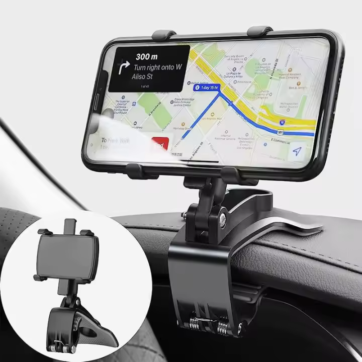 Soporte para teléfono de coche con rotación de 360 grados, soporte para teléfono móvil para salpicadero, soporte para teléfono de coche para GPS y teléfonos inteligentes de 4 a 7 pulgadas (negro) - 1