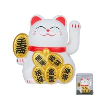 Gato de la suerte Maneki Neko alimentado por energía Solar, 4cm*4.7cm*4.7cm.Gato chino de la suerte que da la bienvenida a la mano, figuritas de gato de la fortuna para la decoración del hogar.gato de la suerte. - details 3