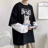 Camiseta De Hombre Con Estampado De Osito Basic Casual Manga Larga Top De Anime Falsa Dos Piezas Camisetas Para La Vida Diaria Verano Polyester Sin Capucha - details 9