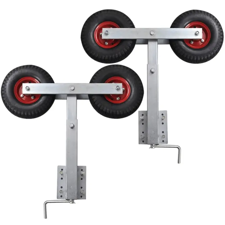 vidaXL Set de 2 soportes de doble rueda de remolque de barco 59-84 cm - 1