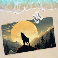 Toalla De Baño Para Niños Con Diseño De Lobo Colorido Toalla De Playa Y Natación Secado Rápido Tejido De Algodón Cepillado - details 7