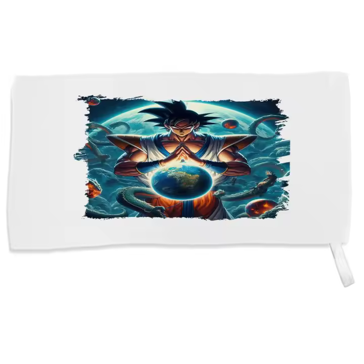 MERCHANDMANIA TOALLA PEQUEÑA ABSORBENTE dios goku dragon shenron z bola dioses god super suave personalizada con cinta elastica - 1
