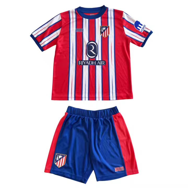 Atlético de Madrid - Réplica Oficial Minikit 1ª Equipación 24/25 - Camiseta y Pantalón Infantil - Conjunto Deportivo del Equipo Rojiblanco - Diseño con Escudo Atleti - Color Rojo y Blanco - 1
