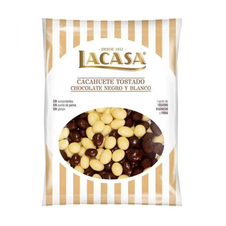 Lacasa Cacahuete Tostado con Chocolate Negro y Blanco 450 G - 1