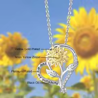 Collar Girasol de Ley para Mujeres Niñas Collar, Collar de Corazón mujer Cadena ajustable Collar - details 1