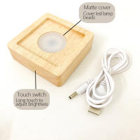 Soporte De Madera Recargable Para Lámpara LED Cuadrada Luz Nocturna Decorativa Para Escritorio Iluminación Sólida De Madera Base De Arte - details 2