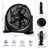 Ventilador Box Fan AQUA 20 Pulgadas 90W Turbo Force Power | Circulador de Aire Silencioso | 3 Velocidades | Cabezal Inclinable | Bajo Consumo Eco Silence | Ventilador de Suelo para Hogar, Oficina y Comercio - details 1