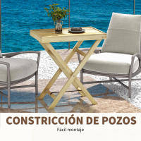 Outsunny Mesa de Jardín Rectangular Mesa de Exterior de Terraza de Madera Carga 40 kg para Balcón Patio 68x44x75 cm Natural - details 4