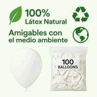 Banner - Globos de Cumpleaños Orgánicos 100 Piezas - 100% Látex Natural Biodegradable - Blanco - 20 cm