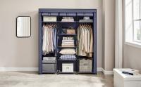 SONGMICS Armario de Tela, Armario Portátil con Barra Colgante, Perchero Plegable, para Vestuario, Dormitorio, Cuarto de Estudio, 45 x 150 x 175 cm, Azul Oscuro - details 0