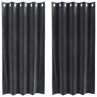 Cortinas Blackout vidaXL con ojales 2 pcs Gris Oscuro Terciopelo - details 1