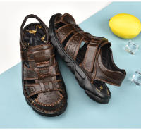 Zapatos De Cuero Genuino Para Hombres Sandalias Clásicas De Verano Para Exterior Caminar Transpirables Sandalias De Hombre - details 23