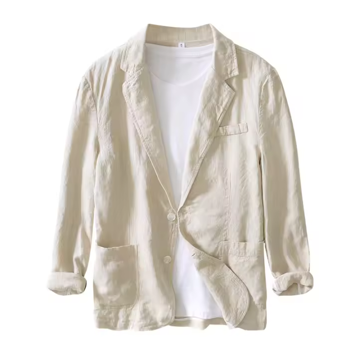 Nueva Chaqueta De Lino Puro Para Hombre Diseñadora Calidad Casual Marca Blazer Moda Tamaño plus M-4XL Ropa Suits Tops - 1