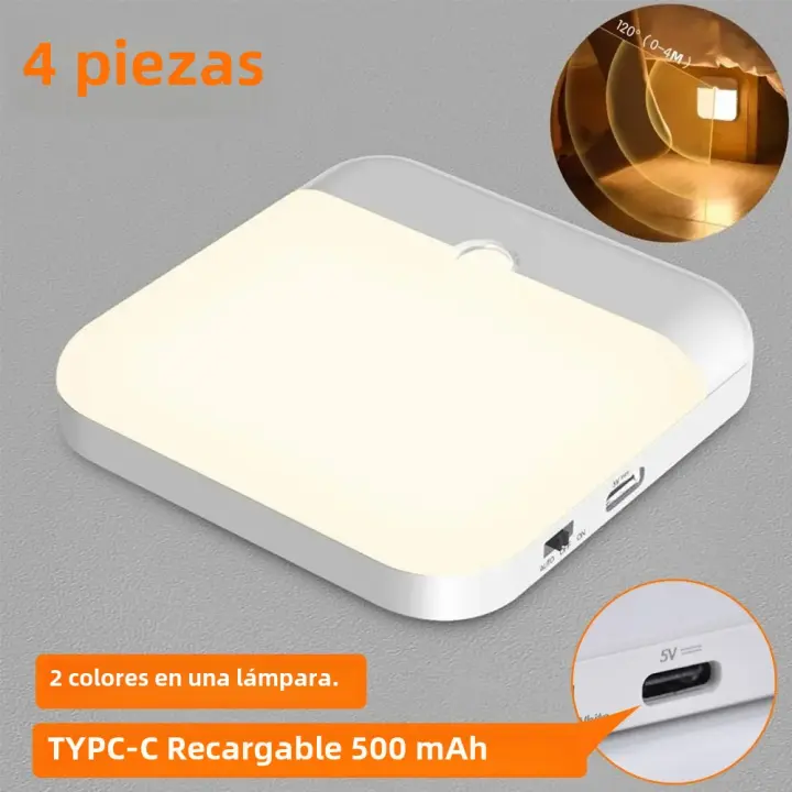 Lámpara Nocturna LED Con Sensor De Movimiento Carga USB Tipo-C Para Dormitorio Cocina Escalera Pasillo Armario Iluminación - 1