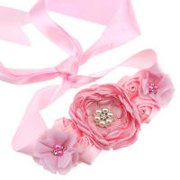 Cinturón De Boda Elegante Para Mujer Con Flores De Satén Y Cuentas Hechas a Mano Diadema De Cintura Para Vestido De Novia - details 5