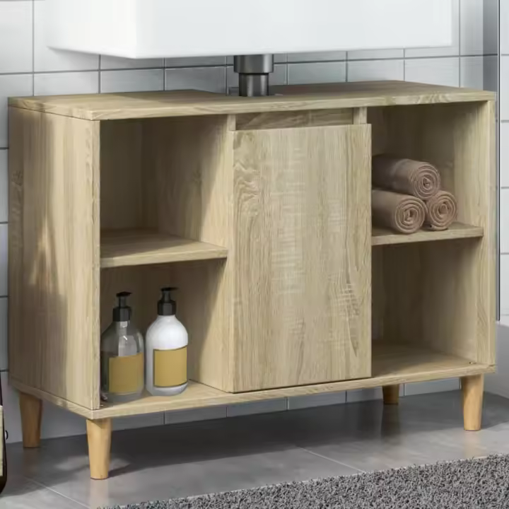 vidaXL Mueble de baño madera de ingeniería roble Sonoma 80x33x60 cm - 1