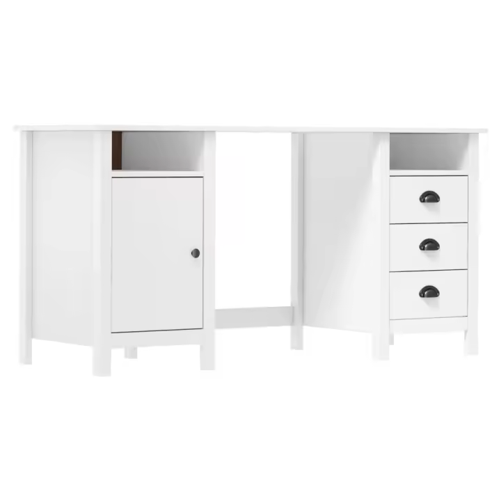 vidaXL Escritorio Hill Range madera de pino 150x50x74 cm en color Blanco/Gris | estructura resistente ideal para salón dormitorio o estudio - 1