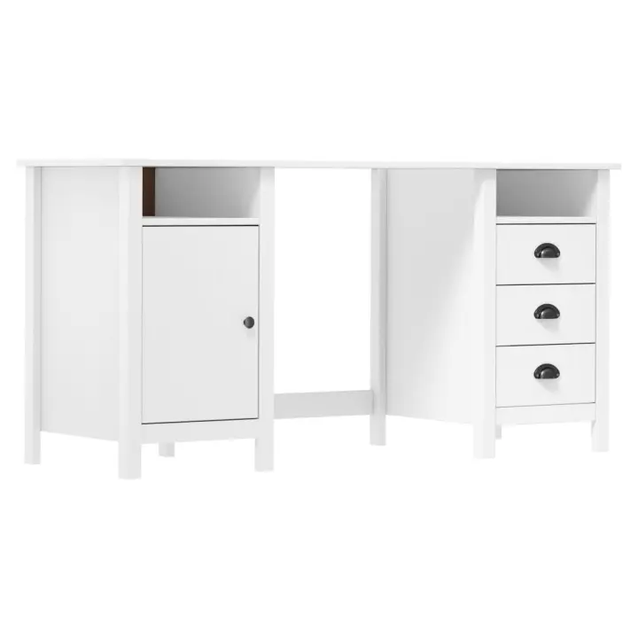 vidaXL Escritorio Hill Range madera de pino 150x50x74 cm en color Blanco/Gris | estructura resistente ideal para salón dormitorio o estudio - 1