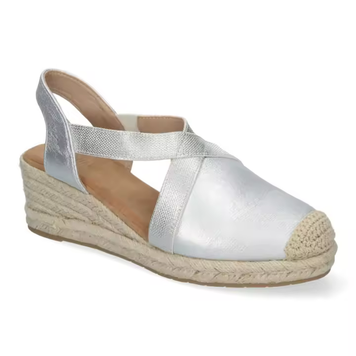 Sandalias de Cuña de Yute para Mujer, Estilo Elegante y Casual plata o dorado - 1