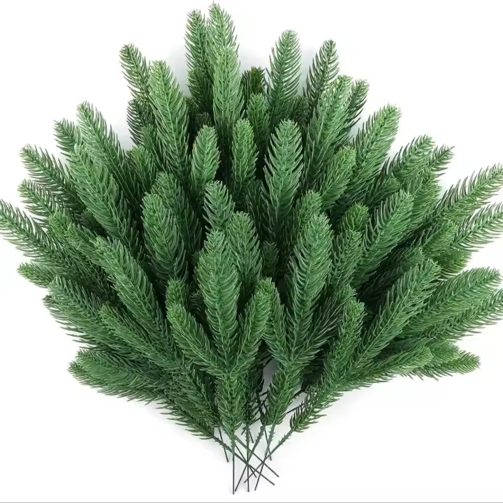 24 Pcs Ramas De Pino Artificiales Verdes Para Accesorios De Guirnalda Y Corona Navideñas Y Decoración De Jardín En Casa - 1