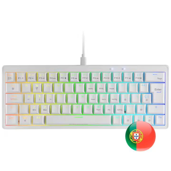 Mars Gaming MKMINIPRO, Teclado Mecánico Ultra-Compacto 60%, Switches Mecánicos Hot-Swappable, Iluminación RGB Chroma, Teclado Gaming Antighosting, Multiplataforma, Switch Silencioso, Idioma Español / Francés/ Italiano / Portugués / US, Blanco - 1