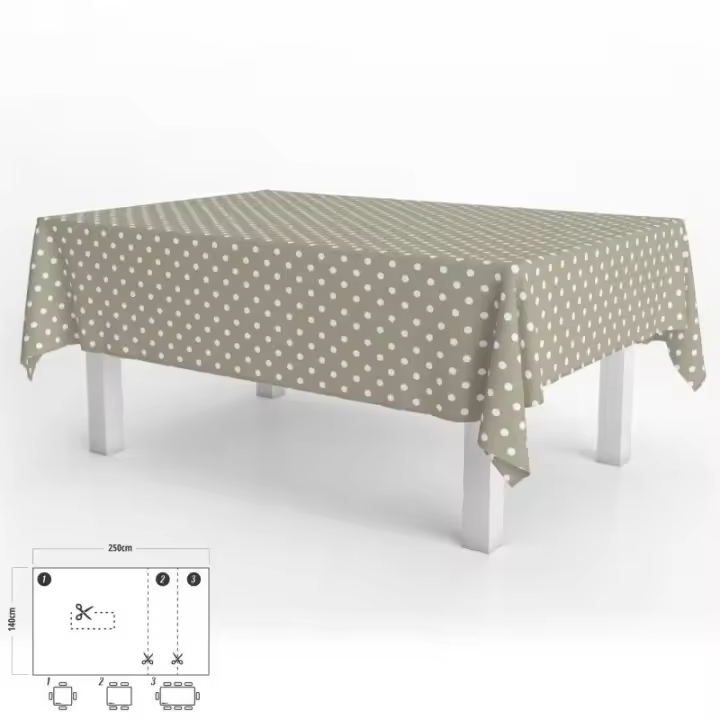 Oryx Mantel Antimanchas Hule Rectangular 140 X 250 Cm. Topos Beige - Impermeable y Antideslizante - 1