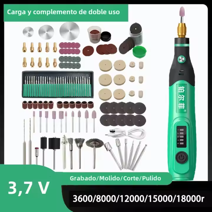 Mini Taladro Eléctrico 3600-18000r 3.7V Herramienta Rotativa Para Metal Vidrio Cerámica Grabado Pulido Corte Engranador Sin Cable - 1