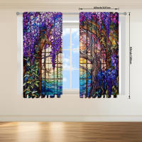 2pcs Cortina De Vidrio Estampada Con Flor De Wisteria Para Decoración Del Hogar - Bolso De Percha Para Dormitorio Oficina Cocina Y Sala De Estar - details 10