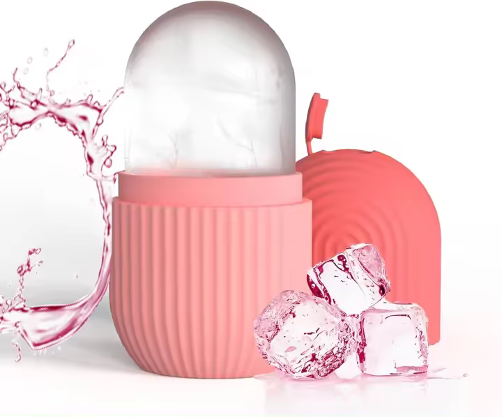 Rodillo facial de hielo, molde de silicona reutilizable para masaje facial, cuidado de ojos, aplica hielo para reducir la hinchazón y mejorar la elasticidad de la piel, color rosa. - 1