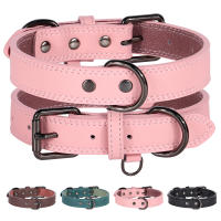 Collar De Cuero Suave Ajustable Para Perros PU Para Pequeños Medianos Y Grandes Raza Pitbull En Rosa Tamaños S-XL - details 1
