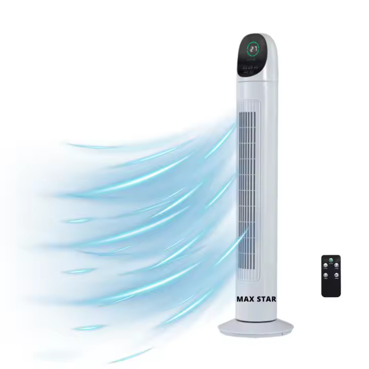 Max Star - Ventilador de Torre Silencioso 86 cm con Pantalla LED, Temporizador Digital y Mando a Distancia - 1