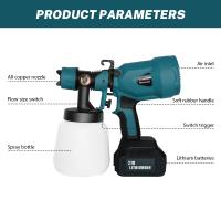 PISTOLA DE PULVERIZACIÓN eléctrica inalámbrica de 1000ML, pulverizador de pintura portátil para el hogar, aerógrafo con revestimiento de acero para muebles de automóvil para batería  de 18V - details 2